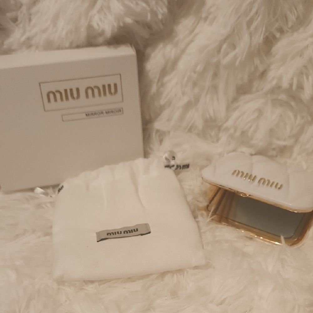 Miu Miu Gold and White Compact Mirror